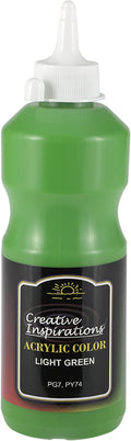 Creative Inspirations Acrylic Paint - Light Green - 500 mL Bottle - Smooth & Creamy Consistency, Vibrant Pigmentation, Great Coverage for Artists - Clean Up with Soap & Water