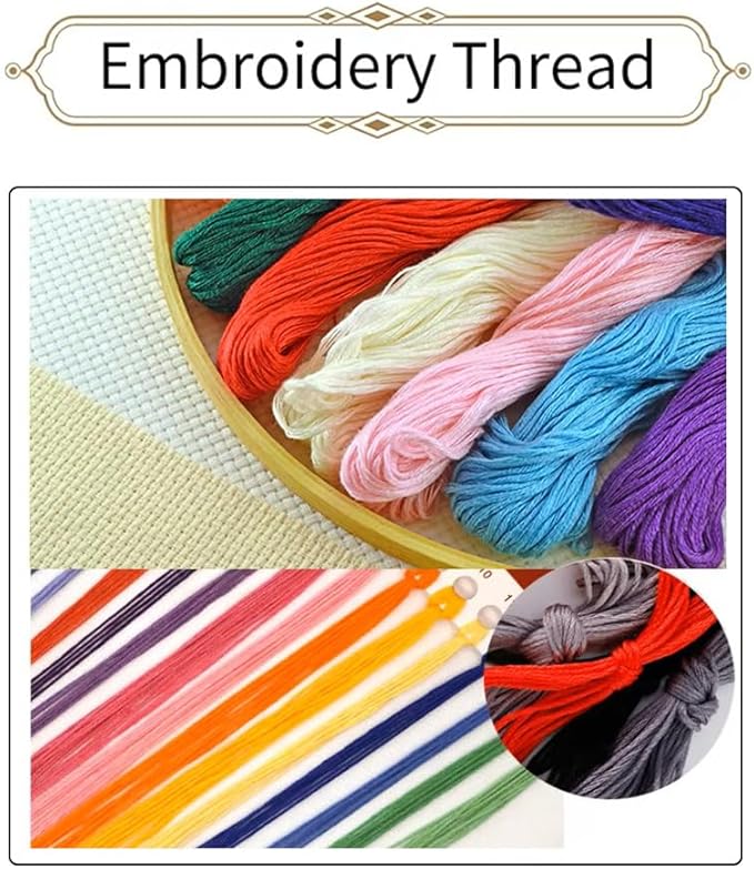 Threadhaven Cross-Stitch Kit 14CT Aida Counted Embroidery Complete Set with Fabric, Threads-Premium Beautiful Girls Design for Adults & Beginners- The Girl with The Sunflower 15.7''×20''