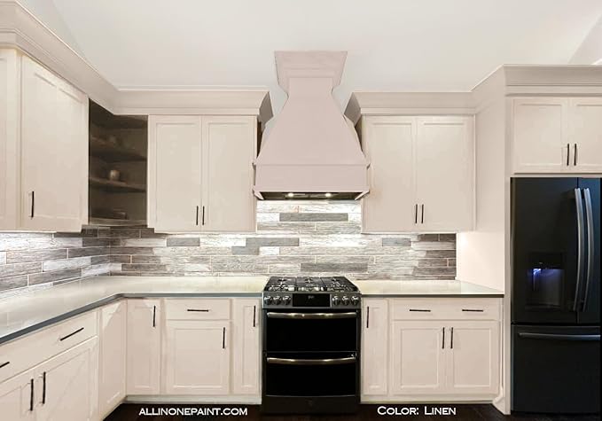 ALL-IN-ONE Paint, Durable cabinet and furniture paint. Built in primer and top coat, no sanding needed. Includes our 30 featured color card - Linen (off-white), 8oz Sample