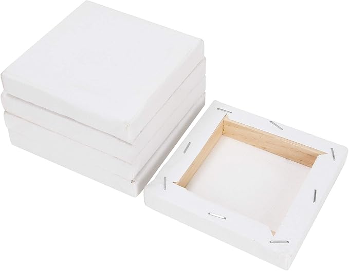 CertBuy Stretched Canvas 6 x 6 inch, 24 Pack 100% Cotton Blank Canvas Board for Painting, Acrylic Paint, Oil Paint and Wet Art Media