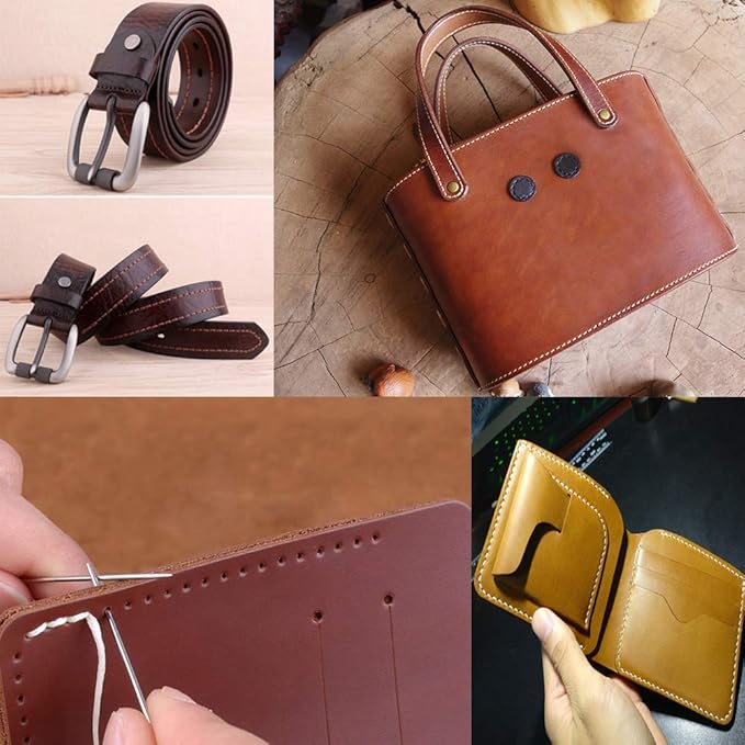284 Yards Waxed Thread, 210D Heavy Duty Upholstery Wax Thread for Leather Sewing,0.8mm Flat Waxed Linen Cord for Bookbinding/Shoe Repairing/Leather Projects