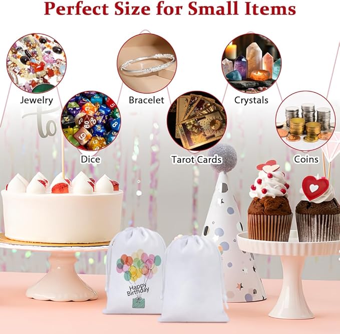 Shintop 20pcs Velvet Bags, 4x6inch White Drawstring Gift Bags Jewelry Pouch for Wedding Birthday Party Favor