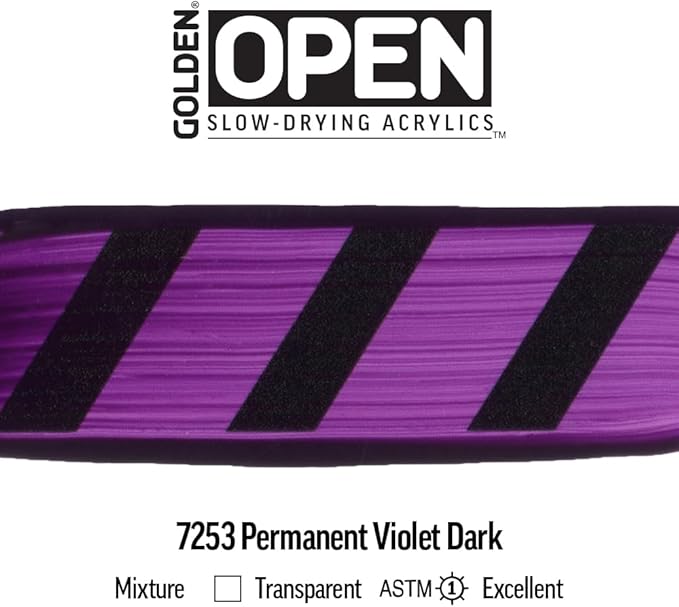 OPEN Slow-Drying Acrylics by GOLDEN, Permanent Violet Dark, 5 fl oz. tube, Professional Acrylic Paint, Transparent