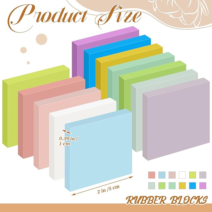 Frienda 24 Pcs 2" x 2" Rubber Carving Blocks Linoleum Blocks for Printmaking, Stamp Making, DIY Crafting, Scrapbook, Painting, Soft and Easy to Carve (Multicolor)