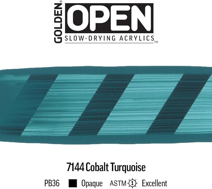 OPEN Slow-Drying Acrylics by GOLDEN, Cobalt Turquoise, 2 fl oz. tube, Professional Acrylic Paint, Opaque