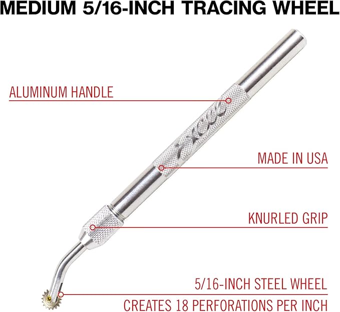 Excel Blades Pounce Wheel - 5/16-Inch Stainless Steel Tracing Wheel, Perforating, Cutting, Sewing Patterns, Quilting & Embossing Tool for Tracing Paper and Leather Craft