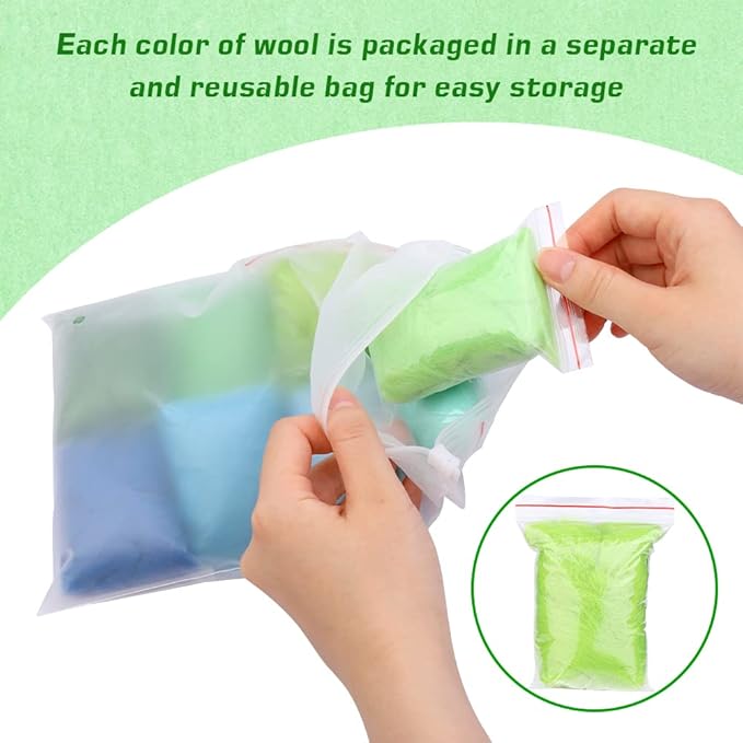 WONVOC 2.82oz Needle Felting Wool, 8 Colors Wool Roving, Wool Roving for Needle Felting, Nature Wool Roving Yarn, Needle Felting Color Wool Sets, Hand Spinning Wool Roving Wool Yarn