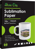 Stone City Sublimation Paper 8.5x11 Inch 110 Sheets 105g for Heat Transfer Light Fabric, T Shirt, Mug, Tumbler, Compatible with Inkjet Printer with Sublimation Ink