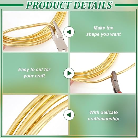 BENECREAT 9.84 Feet Bare Solid Brass Wire, 6 Gauge Round Soft Brass Wire Pure Brass Wire for Jewelry Making Craft Gem Wrapping