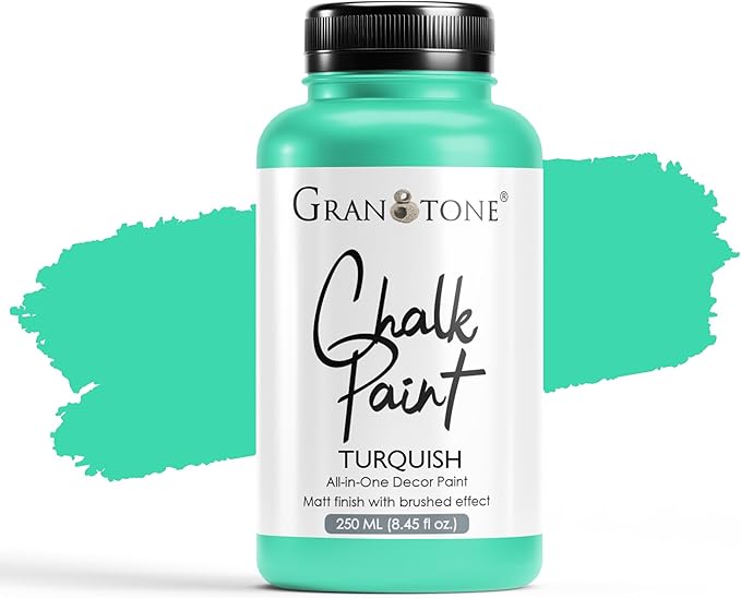 GRANOTONE Chalk Paint for Furniture, Matt-Finish Water-Based Acrylic Paint for Wood, Walls, Metal, Glass, Paper, Fabric Canvas, Maximum Coverage Chalk Paint for Kids & Adults, 250 Ml (TURQUISH)