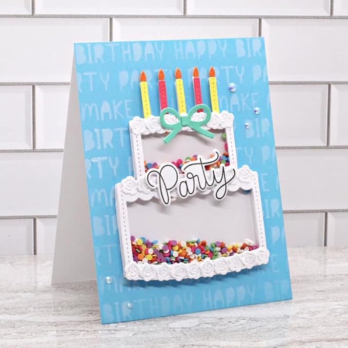 Cutting Dies for Card Making, Metal Scrapbooking Die-Cuts, DIY Bckground Frame Crafts Embossing Stencil, Paper Template Mold/Photo Album Arts Tool (Birthday Cake-8.5x8.2cm)