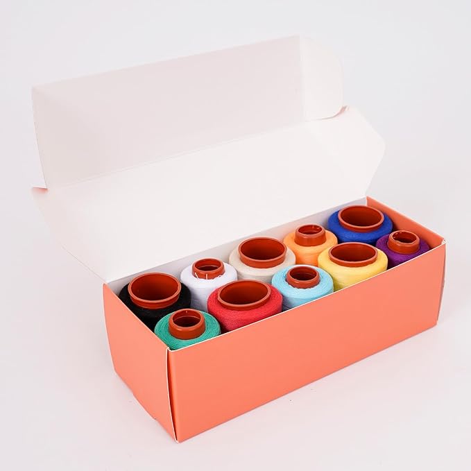 Sewing Thread Kit, 10 PCS, All Purpose Sewing Thread 40wt, Assorted Colors Each 800 Yards of Polyester Threads for Sewing Machine, Hand Stitching, Quilting, Serger (Bright Color Series)
