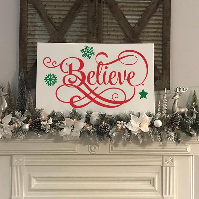 Christmas Stencils for Painting 12x8” Large Christmas Stencil Cardinal Believe Snowman Xmas Holiday Drawing Templates for Wood Shirts Door Mat Porch Hanger Decor(XMS Stencil 14-9p/12x8in)