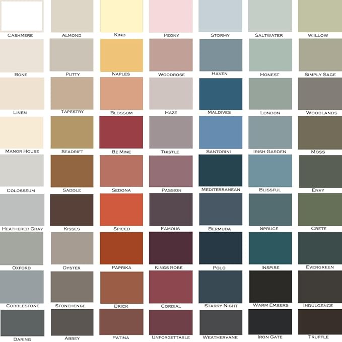 ALL-IN-ONE Paint, Durable cabinet and furniture paint. Built in primer and top coat, no sanding needed. Includes our 30 featured color card - Manor House (creamy off white), 8oz Sample