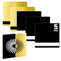 5PCS Laser Engraving Double Color ABS Plastic Sheet,Two-Tone Laserable Engraving Plastic Sheets for Name Badge,Office Label,Size 11.73" x 11.73",Black/White & Brushed Golden/Black