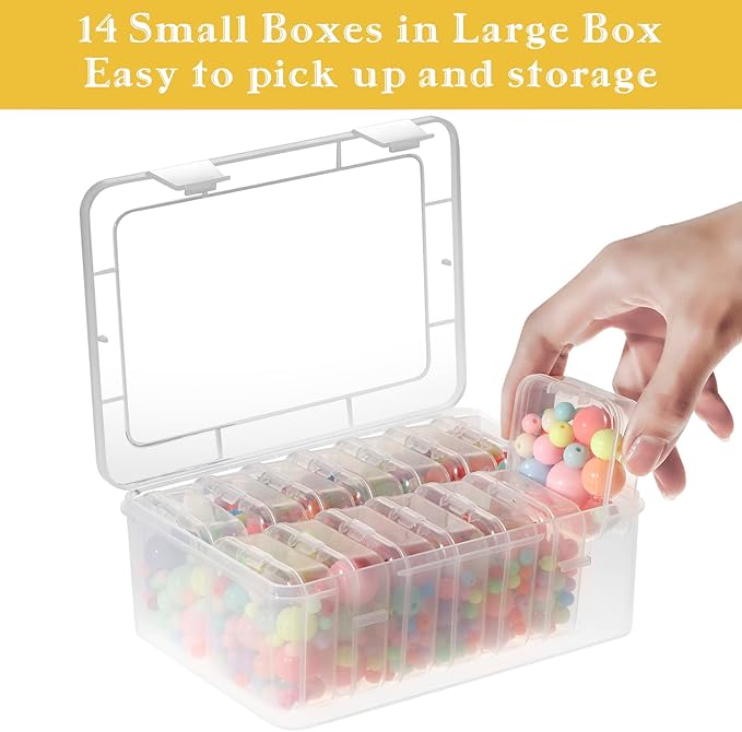 Mathtoxyz Small Bead Organizers, 45 Pieces Plastic Storage Cases Mini Clear Bead Storage Containers Transparent Boxes with Hinged Lid and Rectangle Clear Craft Supply Case