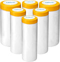 6 Pack Protective Masking Film with Tape 3.6/5/6 x 65 Ft Car Painters Plastic Sheeting Roll Tape and Drape Masking Film for Automotive Painting Covering Furniture, Auto Body, 3 Size