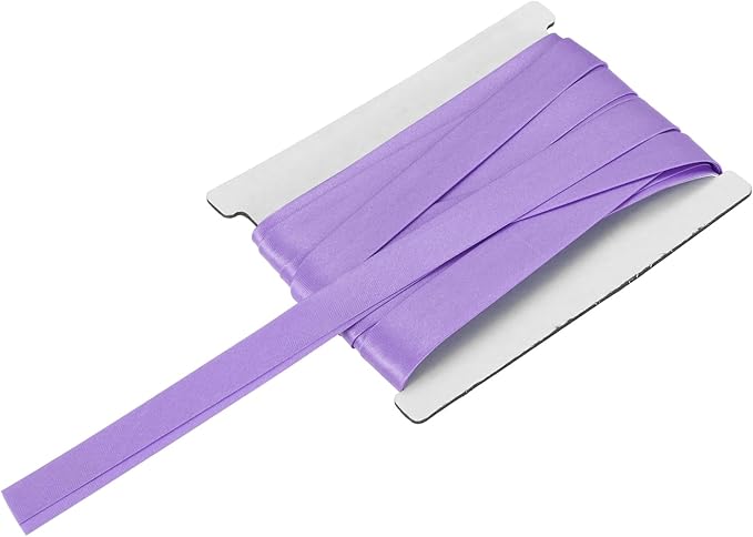 MECCANIXITY Double Fold Bias Tape for Sewing 5/8 Inch x 6 Yards Satin Pre-fold Continuous Binding Tape for Seaming Quilting Hemming Binding DIY Crafts, Light Purple