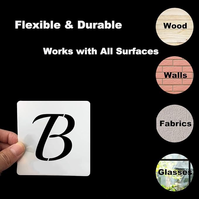 1 Inch Alphabet Letter Stencils for Painting - 70 Pack Letter and Number Stencil Templates with Signs for Painting on Wood, Reusable Cursive Letters Stencils for Chalkboard Wood Signs & Wall Art