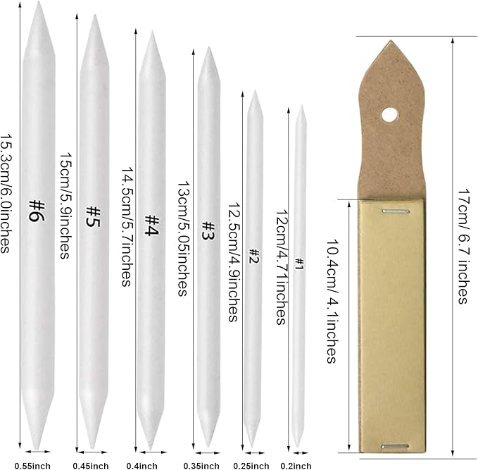 CAMATTO 14 PCS Blending Stumps and Tortillions Paper Art Blenders Tool with Sandpaper Pencil Sharpener Pointer Compressed Charcoal Sticks for Student Artist Charcoal Sketch Drawing Shading