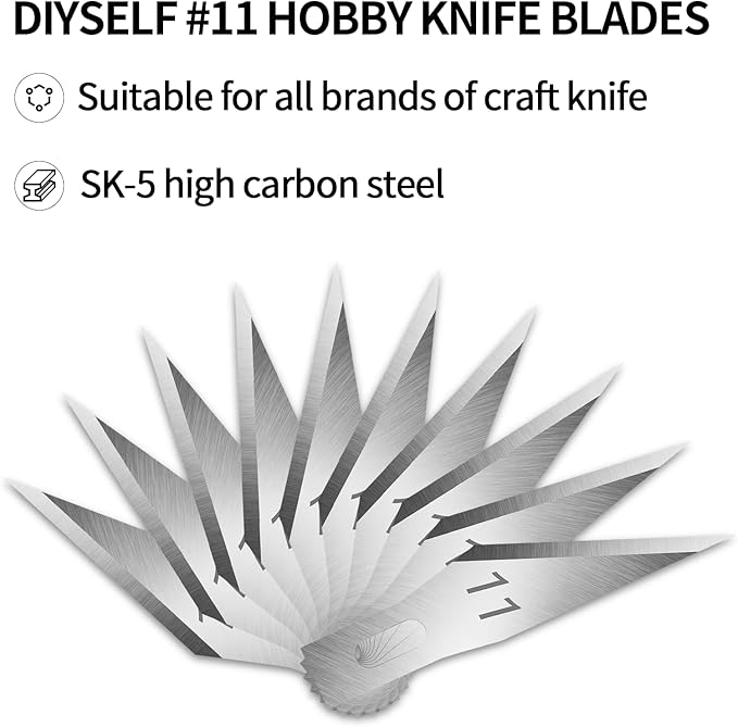 DIYSELF 20PCS Craft Knife Blades, SK5 Carbon Steel #11 Exacto Knife Blades Refill Hobby Art Blade Exacto Blade Cutting Tool with Storage Case for Craft, Hobby, Scrapbooking, Stencil
