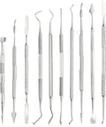 TOVOT 10PCS Stainless Steel Clay Sculpting Tools Metal Sculpting Tools Double-Side Clay Modeling Tools Wax Carving Tools (Silver-2)