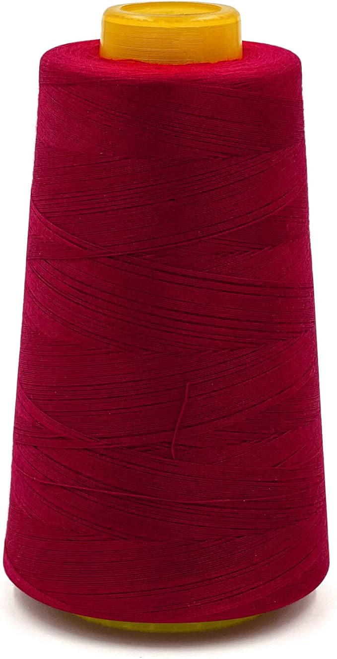 Tortoise 4 Cones of 3000 Yards Each Spool Thread for All Purpose, Serger, Overlock, Quilting, Sewing Machine - 100% Polyester - 40S/2 Wine Red