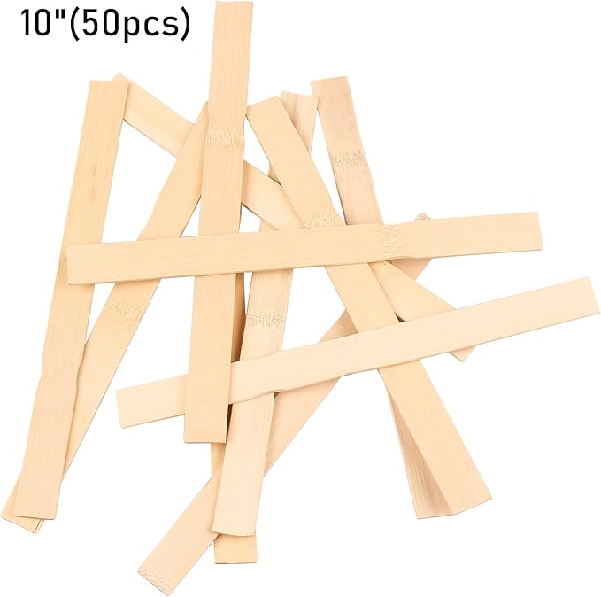 Wooden Paint Stir Sticks - Rewiss 10 Inch Paint Sticks Stirrers for Paddles Resin or Wood Craft Sticks, Garden and Library Markers(Pack of 50)