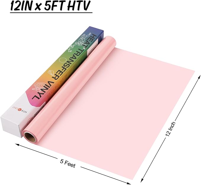 HTVRONT HTV Vinyl Rolls Heat Transfer Vinyl - 12" x 5ft Coral HTV Vinyl for Shirts, Iron on Vinyl for All Cutter Machine - Easy to Cut & Weed for Heat Vinyl Design (Coral)
