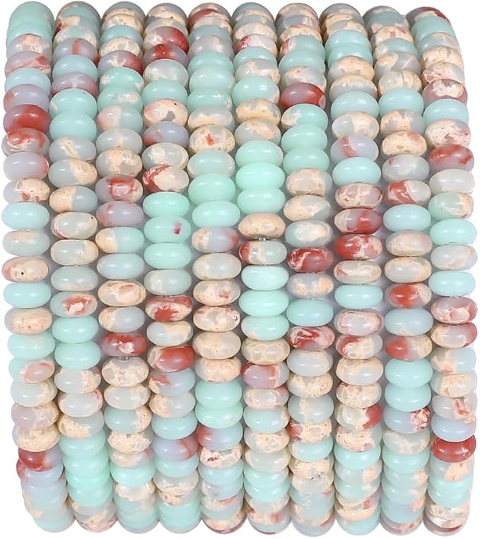 Natural Shoushan Disk Stone Beads 4x2mm 160pcs Rondelle Loose Semi Gemstone Beads for Jewelry Making Design