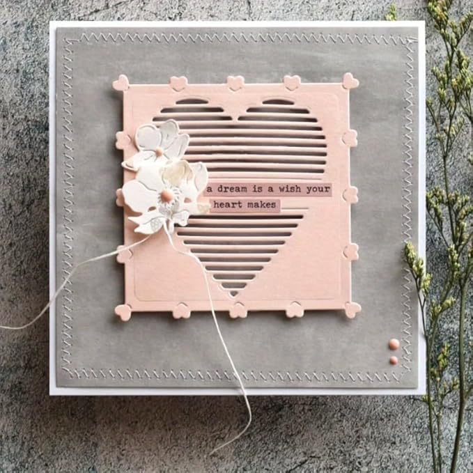 Lapoo Geometric Cutting Die for Scrapbooking - Durable, Cut Stencils for DIY Scrapbook Photo Album Decorative Paper Card, Card Making Supplies (Striped Heart 2.6 x 2.6 in)
