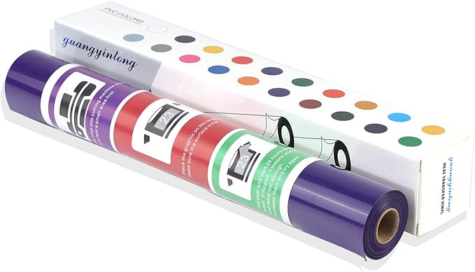 guangyintong Purple Matte HTV Vinyl Roll, 12" x 10ft, Heat Transfer for T-Shirts, All Cutter Machine Compatible, DIY Design, Sports Mesh, Cotton, Polyester, Fade Resistant