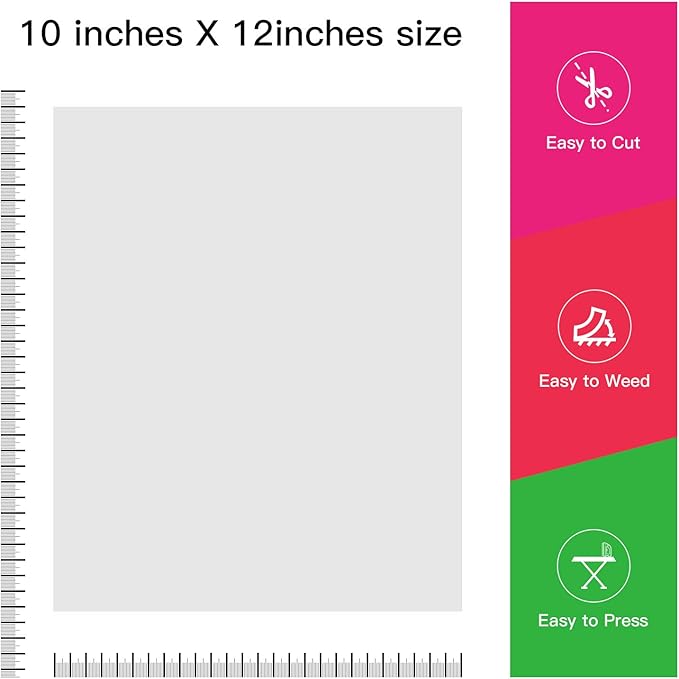 JANDJPACKAGING White Heat Transfer Vinyl HTV Bundle 10"x12"- 10 Pack of Premium White HTV Sheets - Iron On Vinyl for T-Shirt Best HTV Vinyl for Silhouette Cameo,Cricut