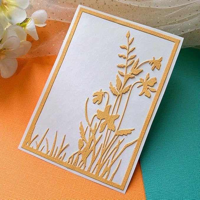 Lapoo Flowers Metal Cutting Die for Scrapbooking - Durable, Cut Stencils for DIY Scrapbook Photo Album Decorative Paper Card, Card Making Supplies, Embossing (Lily of The Valley Frame 5.3 x 3.7 in)