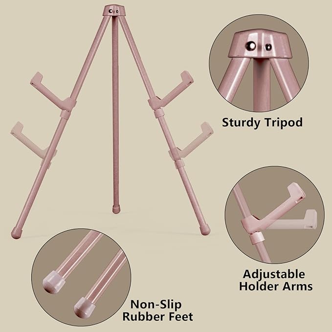 14" High Tabletop Instant Display Easel, Small Desktop Steel Easel Stand with Adjustable Holders for Paintings, Posters and Store Signs(Champagne, 1Pack)