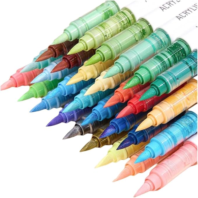 Acrylic Paint Marker 126 Colors Single Tip Soft Brush Pens Ideal for Coloring Books, Canvas, Wood, Stone, Egg and DIY Crafts