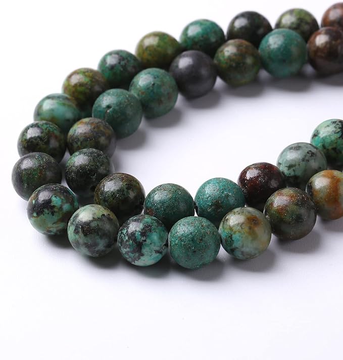 10mm 38pcs Natural African Turquoise Stone Beads for Jewelry Making Round Loose Gemstone Beads DIY Bracelet Necklace Earrings