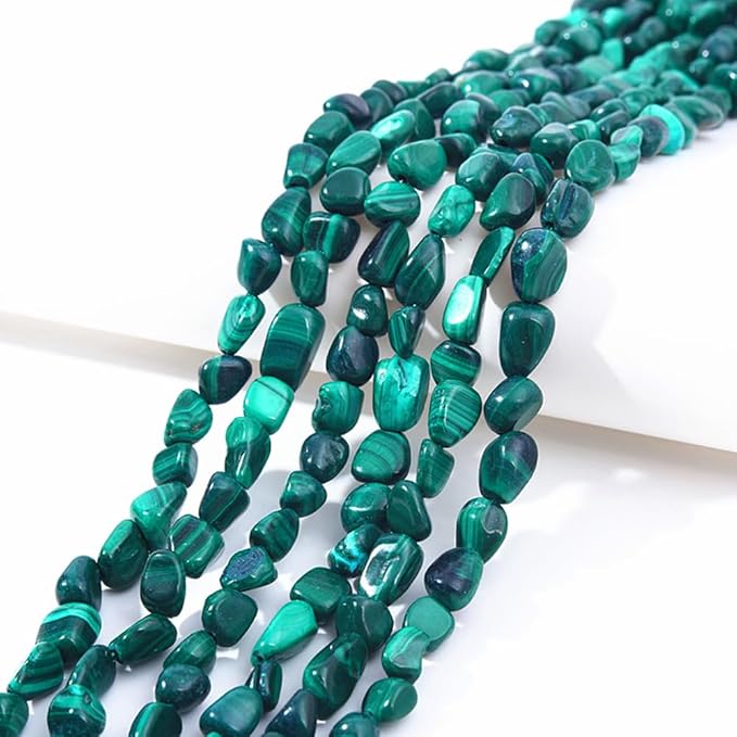 Malachite Pebble Nugget Oval Free Tumbled Stone 6-8mm Natural Gemstone Loose Beads Approx 15.5 inch for DIY Jewelry Making