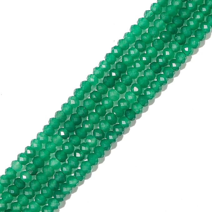 Natural Green Aventurine Beads 4x2mm 120pcs Faceted Rondelle Loose Semi Gemstone Beads for Jewelry Making Design