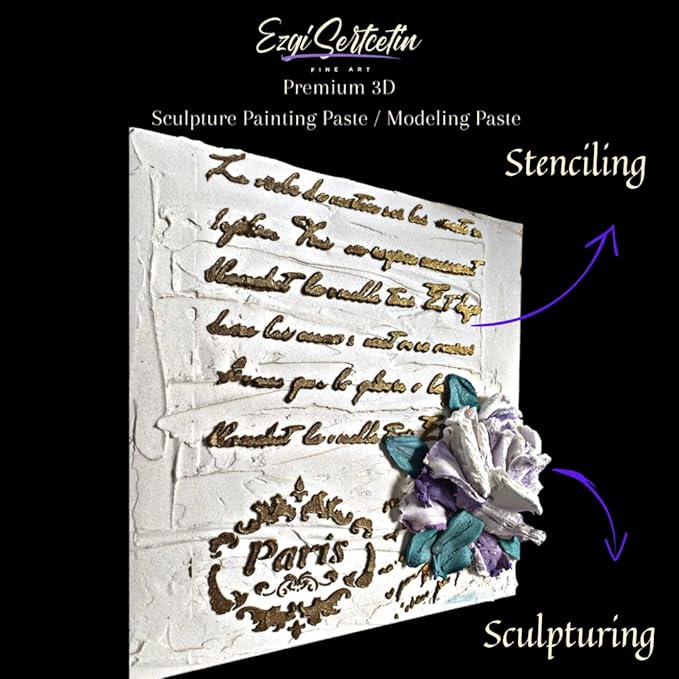 3D Sculpture Painting Paste|Texture Paste|Decorative Plaster|Ready to Use|Unique Colors|Ideal for Artwork|Stencil|Flowers|Texture|Art Relief|New Formula| 6 oz (Neon Pink)