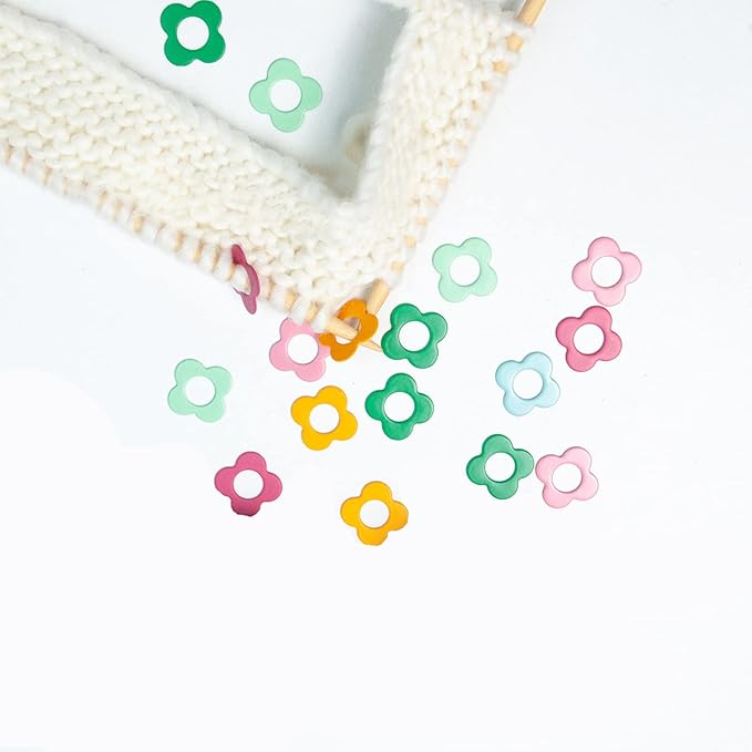 Multicolor Flower Shape Metal Stitch Markers Ring Mini Crochet Markers Knitting Markers for Weaving,Knitting