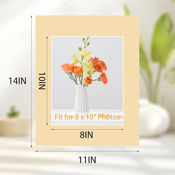 Prudiut 15 Pack 11x14 Picture Mats, Mixed Colors Frame Mattes for 8 x10 Pictures Photo Frame Mat Core Bevel Cut Mat Board Show Kit for Photos, Prints, Artworks