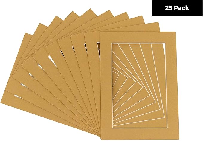 11x14 Mat for 8.5x11 Photo - Precut Rattan Beige Picture Matboard for Frames Measuring 11 x 14 Inches - Bevel Cut Matte to Display Art Measuring 8.5 x 11 Inches - Acid Free Pack of 25 MATS