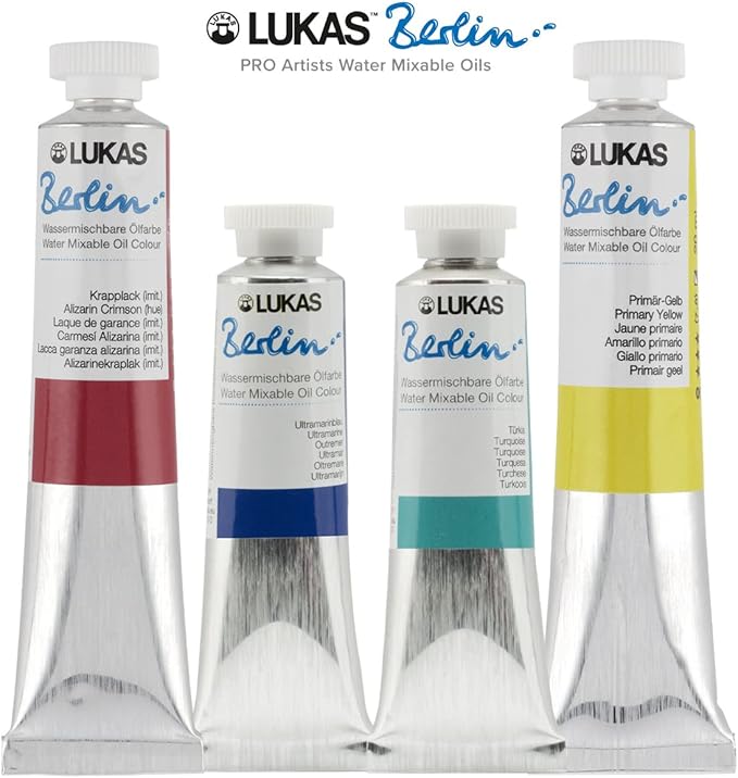 Lukas Water Mixable Oil Paint - Eco-Friendly, 37ml Browns Set of 6, Solvent-Free Artist Oil Paint with Lightfast Pigments and Beeswax for Smooth Consistency, Water Soluble, Quick-Drying