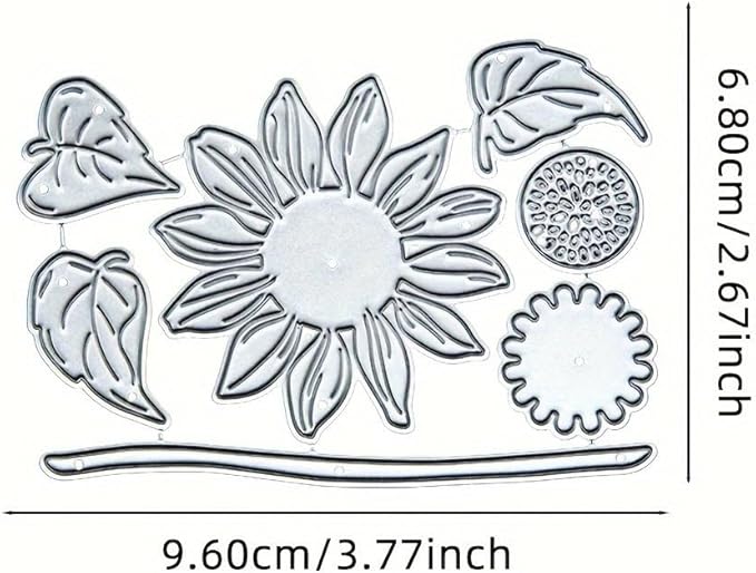 Lapoo Flowers Metal Cutting Die for Scrapbooking - Durable, Cut Stencils for DIY Scrapbook Photo Album Decorative Paper Card, Card Making Supplies, Embossing (Sunflower 3.8 x 2.7 in)