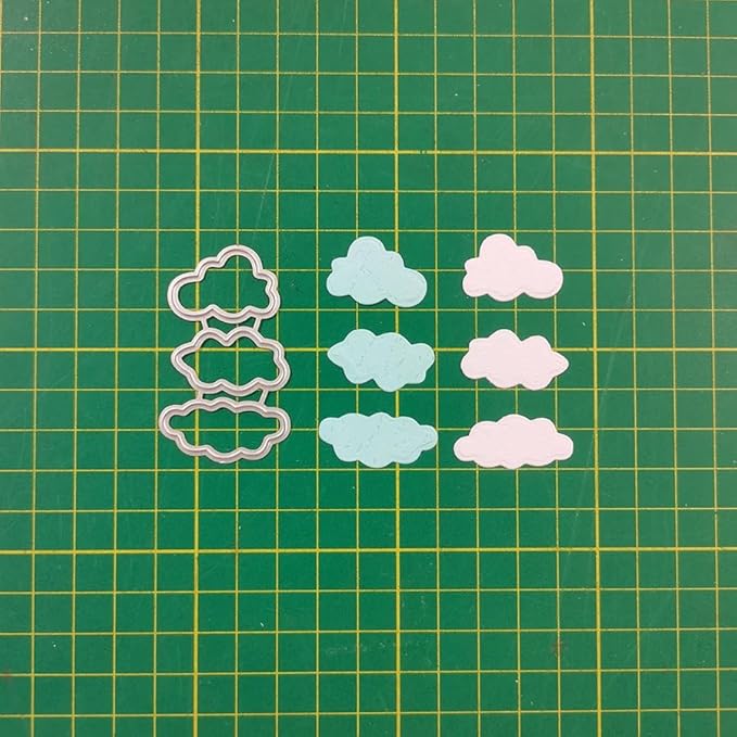 Cutting Dies for Card Making, Metal Scrapbooking Die-Cuts, DIY Bckground Frame Crafts Embossing Stencil, Paper Template Mold/Photo Album Arts Tool (3 Pcs Clouds-3.3x5.5cm)