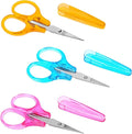 3 PCS Small All Purpose Craft Scissors, 3.5" Mini Stainless Steel Sewing Craft Scissors with Protective Cover, Detail Precision Straight Tips for Travel Embroidery Paper Cutting Crafting