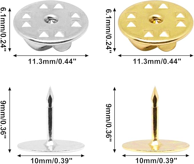 130 Set Pin Backs, Blank Pins Scatter Butterfly Clutch Pin Holder Enamel Pins Locking Backs Tie Tacks Jewelry Backings Clasp for Brooch Lapel Hat Uniform Badges Tie Tack (10mm, Silver&Gold)