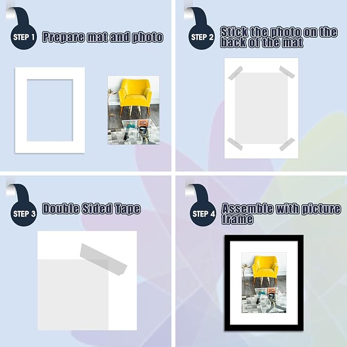 Mat Board Center, Pack of 10, 13x16 for 9x12 White Photo Picture Mats - Acid Free, 4-ply Thickness, White Core - for Pictures, Photos, Framing