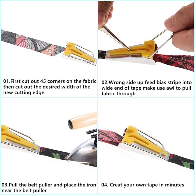 5pcs Bias Tape Makers Set Fabric Tape Maker Tool Set DIY Sewing Quilting Bias Binding Maker 6MM/9MM/12MM/18MM/25MM